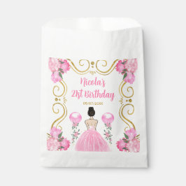 Sacolinha Birthday Party Brown Hair  Princess in Pink