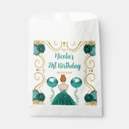 Sacolinha Birthday Party Red Hair Princess in Teal