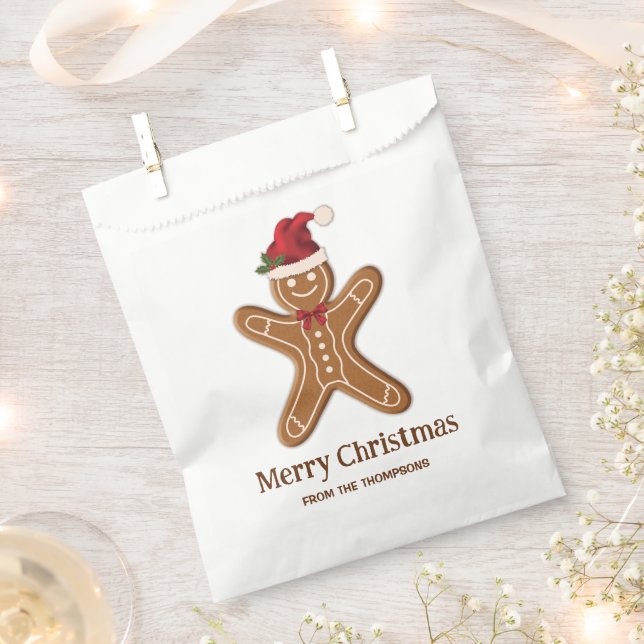 Sacolinha Biscoito de Natal de Gengibre Festivo Com Texto (Cortado)