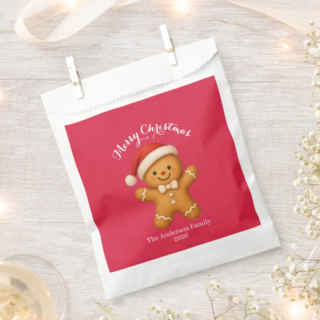Sacolinha Biscoito de Natal Fofo com Chapéu de Papai Noel -  (Cortado)