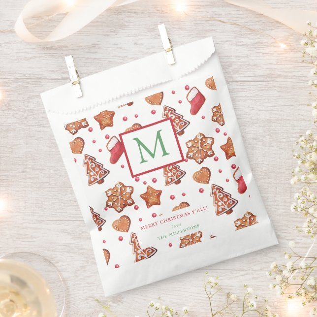 Sacolinha Biscoitos de Natal Feliz Natal Monograma (Cortado)