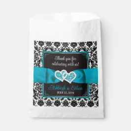 Sacolinha Black Damask, Tturquoise Love Hearts Casamento