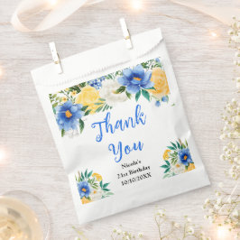 Sacolinha Blue and Yellow Floral Birthday Thank You
