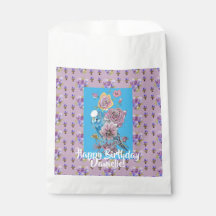 Blue Budget Watercolor floral Girls Favor Bolsas