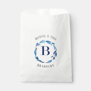 Sacolinha Blue Floral Wreath 'B' Monograma Favor Bag