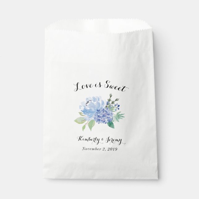 Sacolinha Blue Hydrangea Floral Weding Favor Bag (Frente)