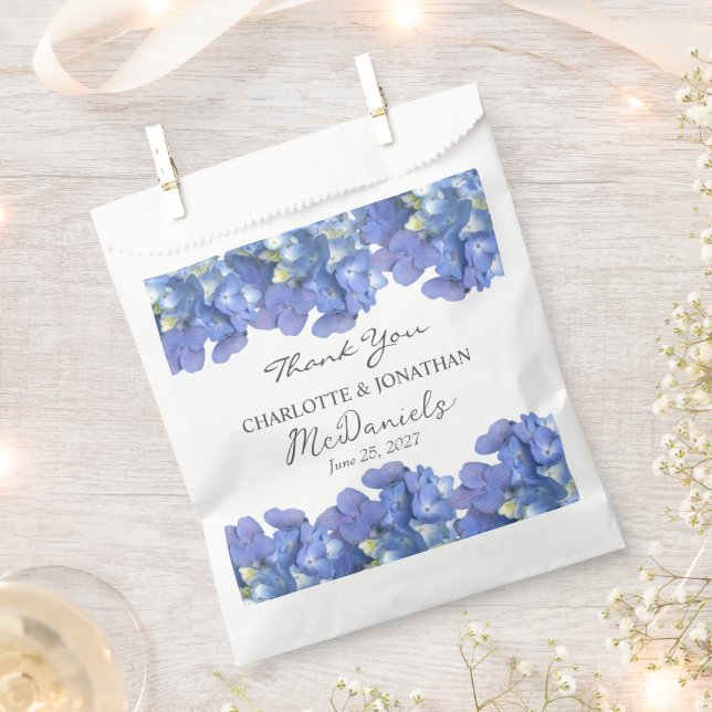 Sacolinha Blue Hydrangea Petals Casamento Nomes Personalizad (Cortado)