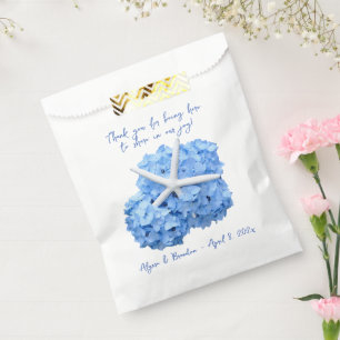 Sacolinha Blue Hydrangea Starfish Bolsas de casamento de pra