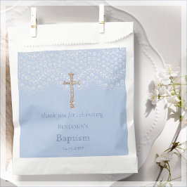 Sacolinha Blue Lace Baptism Obrigado Favor Bag