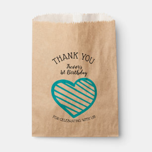 Sacolinha Blue Striped Heart Obrigado
