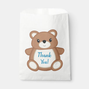 Sacolinha Blue Teddy Bear Geburtstagsparty Danke