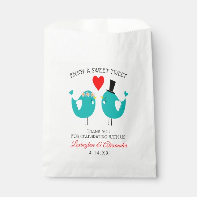 Sacolinha Blue Wedding Birds Sweet Treats (Frente)