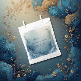 Sacolinha blue white Dreamy coastal marble ink wedding