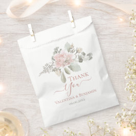 Sacolinha Blush florescente, roseira empoeirada, casamento