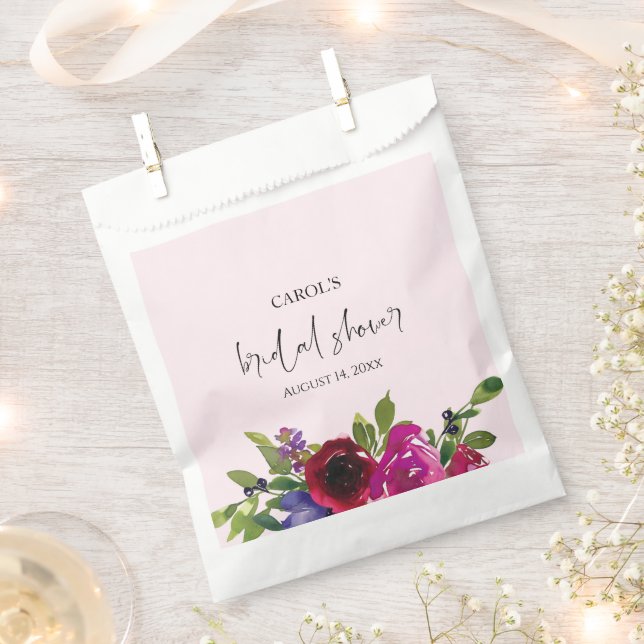 Sacolinha Blush Pink Floral Bridal Shower Favor Bags (Cortado)