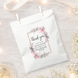 Sacolinha Blush & Rosa Dourado Enquadrado Floral Obrigado