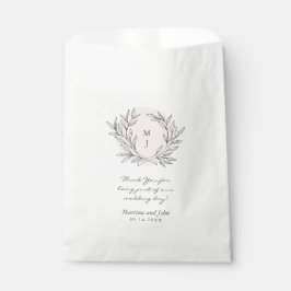 Sacolinha Blush Rustic Monograma Wreath Weding Favor Bag