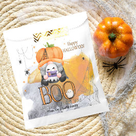 Sacolinha BO orange gnomo miúdos de halloween truick ou trat