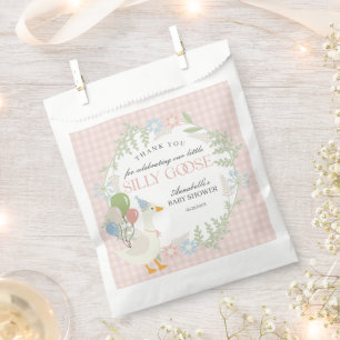 Sacolinha Bobo rosa Ganso Floral Gingham Chá de fraldas Favo