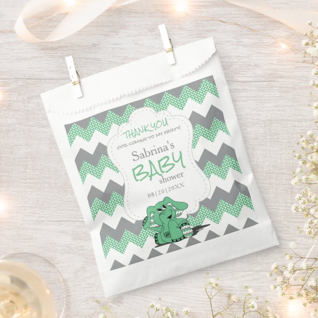 Sacolinha Bobo Verde Engraçado Elefante-Bebê Custa (Cortado)