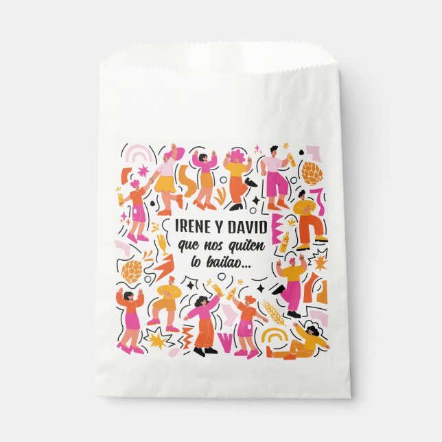 Sacolinha Boda Festivalera - Baile Disco - Naranja y Rosa (Frente)