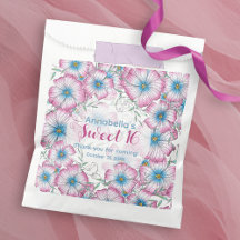 Bohemian Pastel Floral Cor-de-Rosa Azul Sweet 16