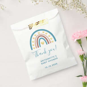 Sacolinha Boho Arco-íris Azul Obrigado Chuveiro de Bebê
