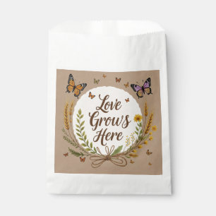 Sacolinha Boho Boêmio Flores silvestres, borboletas, trigo
