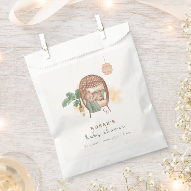 Sacolinha Boho Cozy Teddy Bear Sleep Chá de fraldas (Cortado)