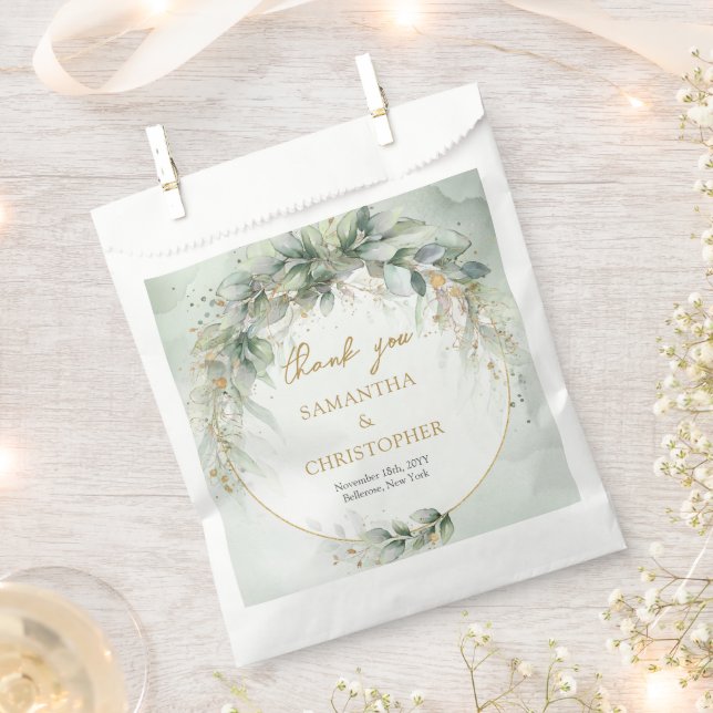 Sacolinha Boho Eucalyptus verde galhos falsos de ouro (Cortado)