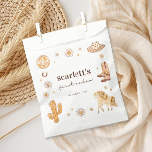 Sacolinha Boho First Rodeo Cowgirl Bolsas de Aniversário