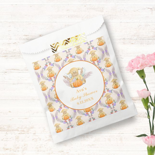 Sacolinha Boho Little Lamb Pumpkin Watercolor Chá de fraldas (Sweet favor bag, cherish little one's arrival with captivating art!)