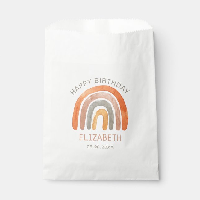 Sacolinha Boho Rainbow Happy Birthday Favor Bag (Frente)