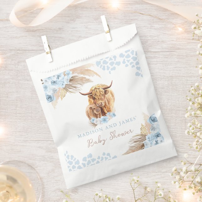 Sacolinha Boho Santa Vaca Azul Pampas Chá de fraldas (Cortado)