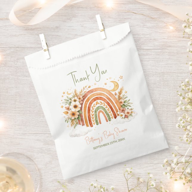 Sacolinha Boho Scandinavian Rainbow Baby Shower Thank You (Cortado)