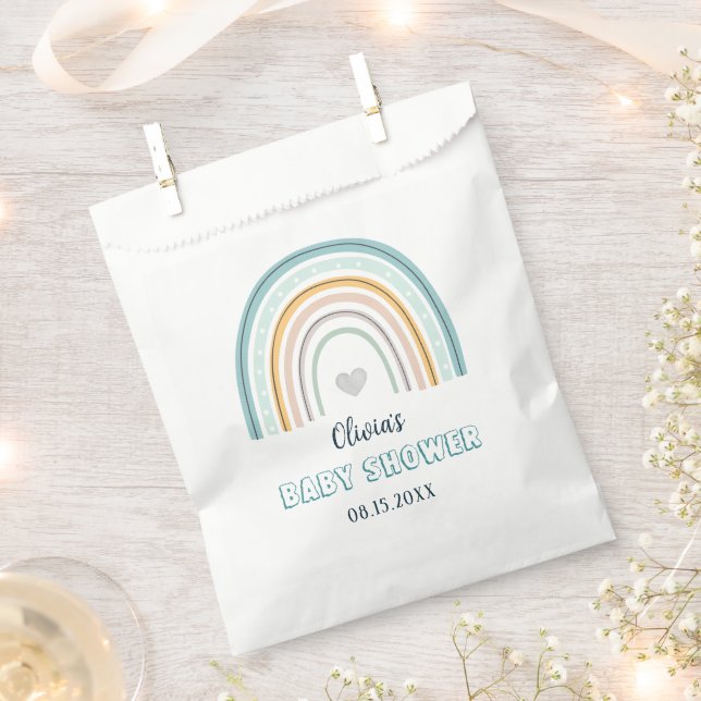 Sacolinha Boho Watercolor Chá de fraldas Arco-Íris (Cortado)