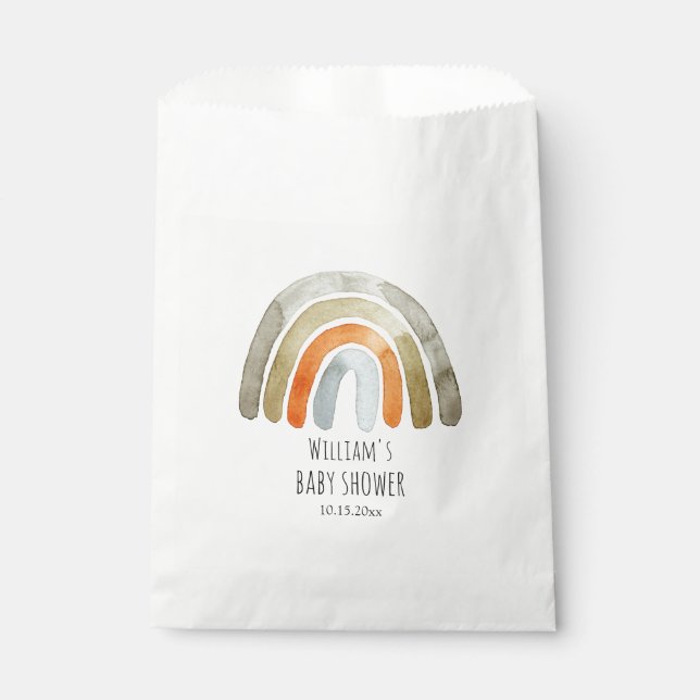 Sacolinha Boho Watercolor Chá de fraldas Arco-Íris (Frente)