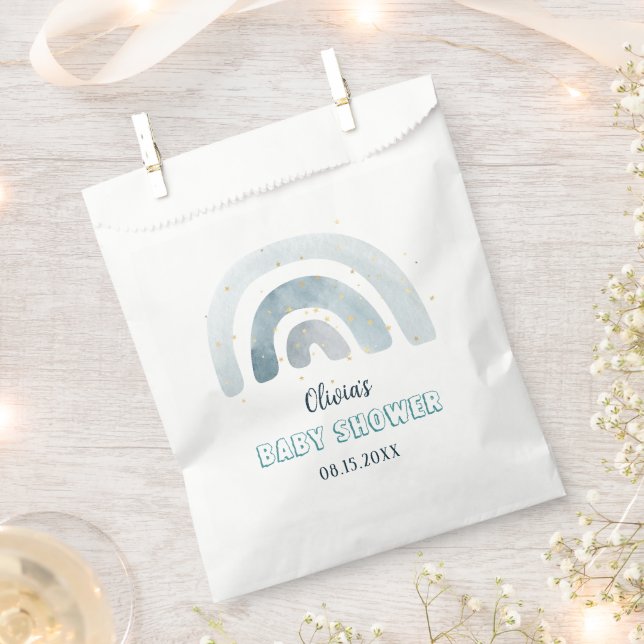 Sacolinha Boho Watercolor Chá de fraldas Azul Arco-Íris (Cortado)