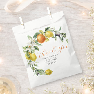 Sacolinha Boho Watercolor Citrus Orange Lemon Chá de panela