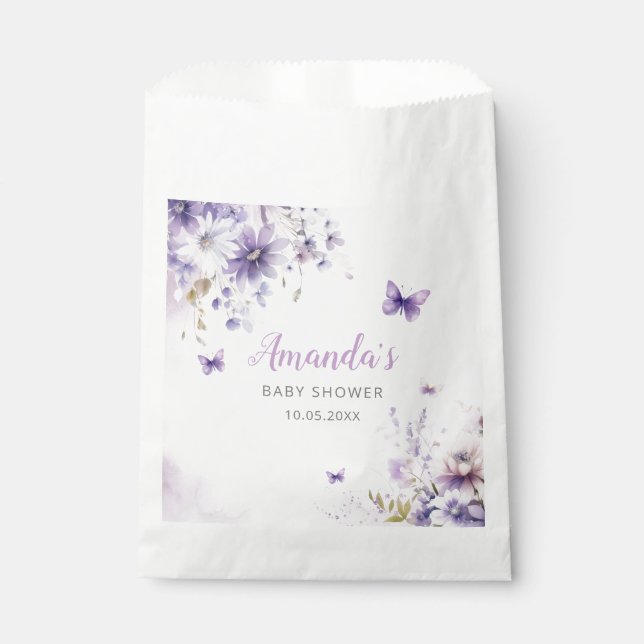 Sacolinha Boho Watercolor Floral Butterfly Chá de fraldas (Frente)