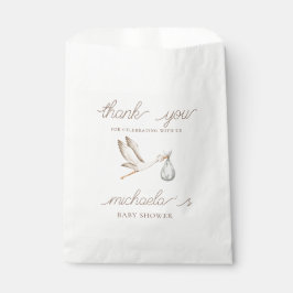 Sacolinha Boho Watercolor Storke Chá de fraldas Obrigado