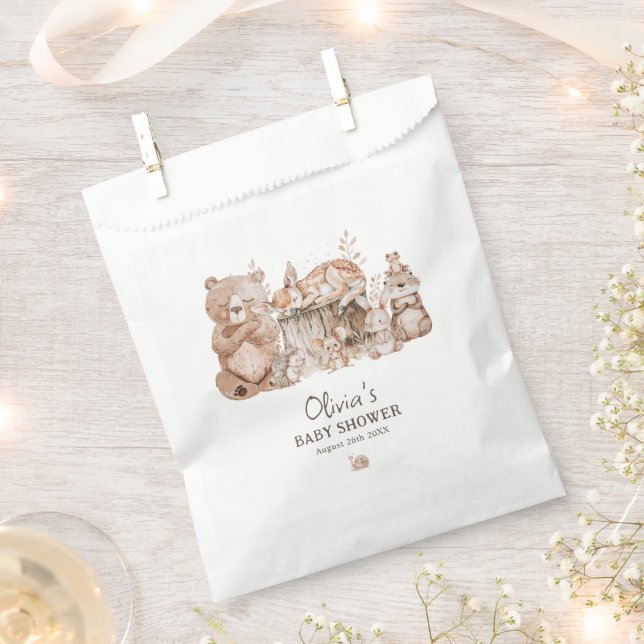 Sacolinha Boho Woodland Animal Gênero Chá de fraldas neutro (Cortado)