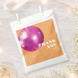 Sacolinha Bolas de Discoteca Laranja e Rosa Quente Obrigado 