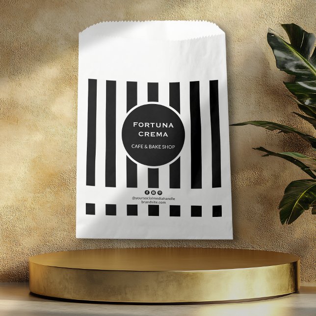 Sacolinha Bold Black & White Striped Business Display Event  (Criador carregado)