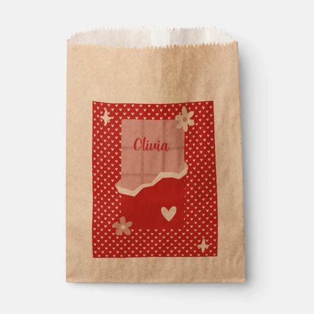 Sacolinha Bold Red Heart Love Design - Perfeito para Gi Pers (Frente)