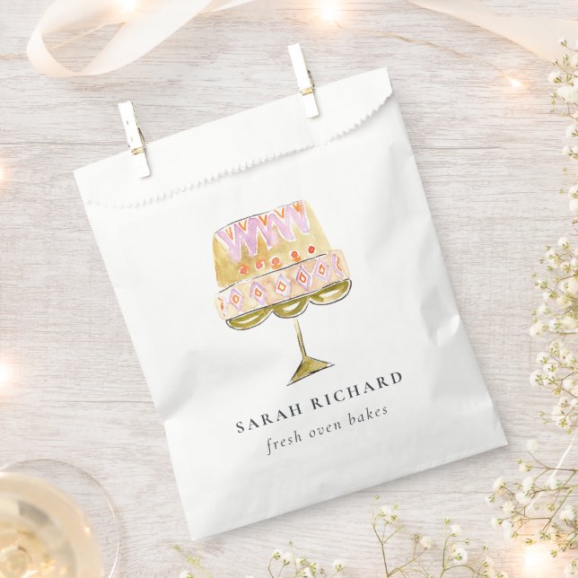 Sacolinha Bolo Colorido Minimal Pastel Aguarela Padaria (Cortado)