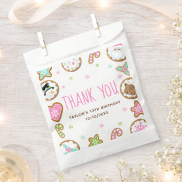 Sacolinha Bolo de Aniversário de Cookies de Natal Rosa Obrig