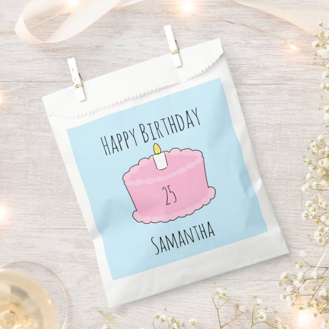 Sacolinha Bolo de aniversário Rosa (Cortado)