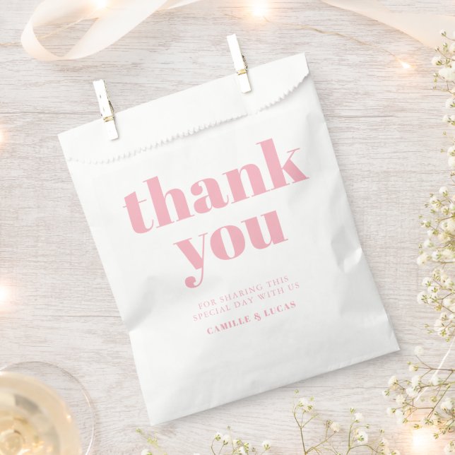 Sacolinha Bolsa de favoritos de casamento da Trendência Rosa (Cortado)