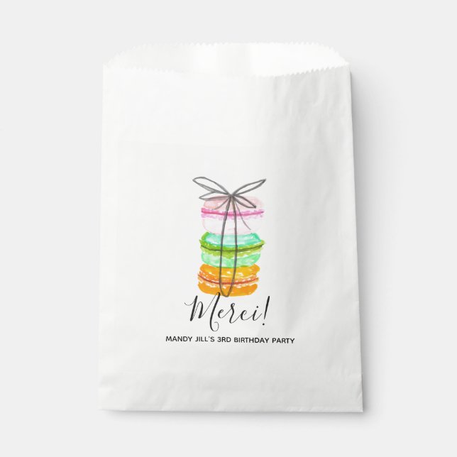 Sacolinha Bolsa de festa de aniversário de macarão francês (Frente)